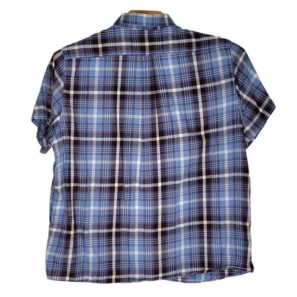 ROWM Blue Plaid Short Sleeve Button-Down Shirt XXL 100% Cotton Madagascar - Picture 3 of 10